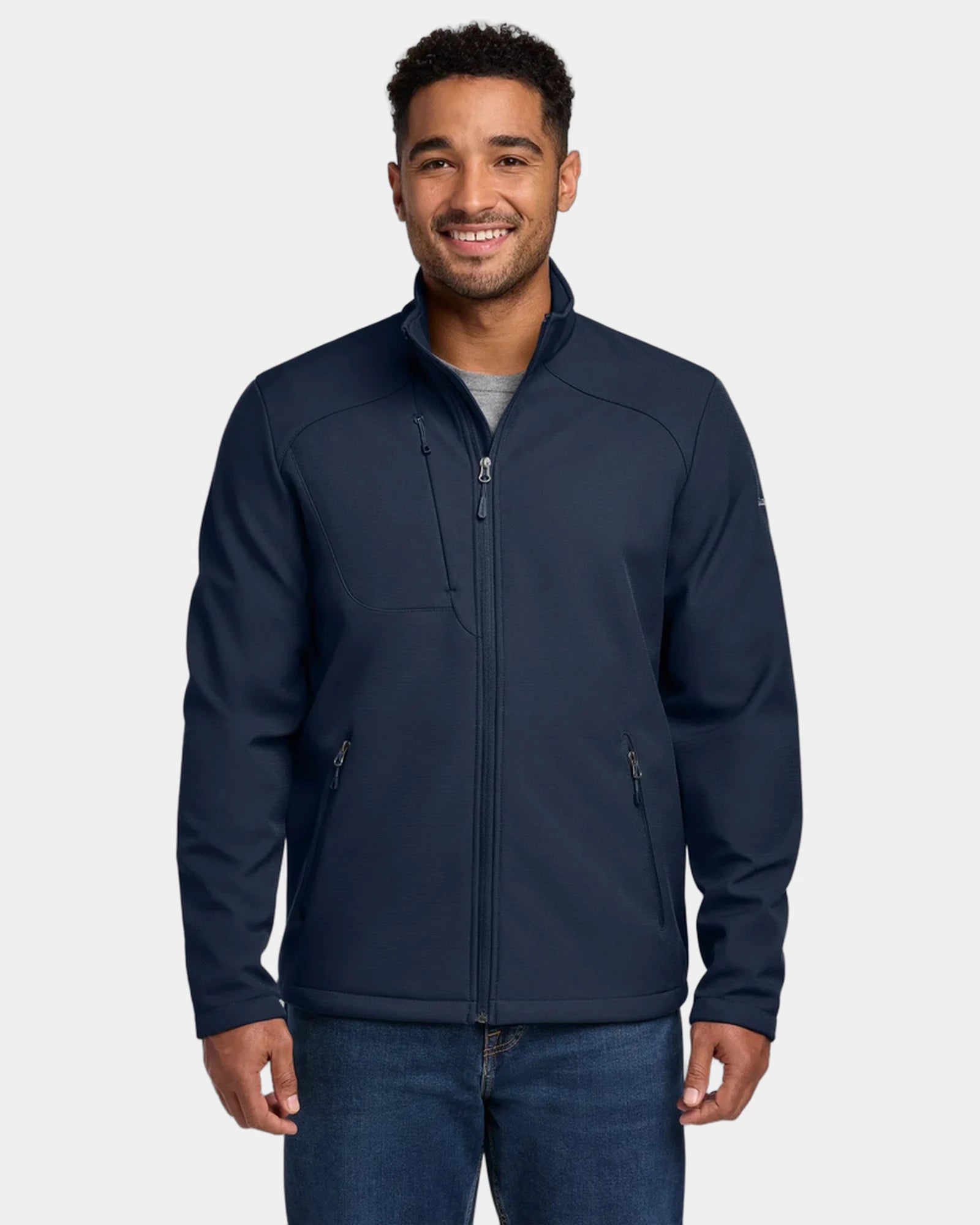 Custom waterproof soft shell jacket with 4-way stretch - River Blue Navy