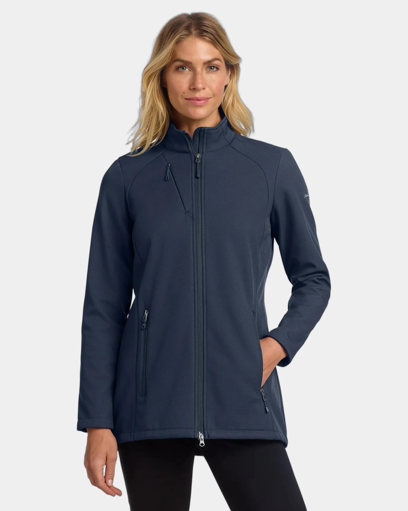 Custom waterproof soft shell jacket for women - River Blue Navy