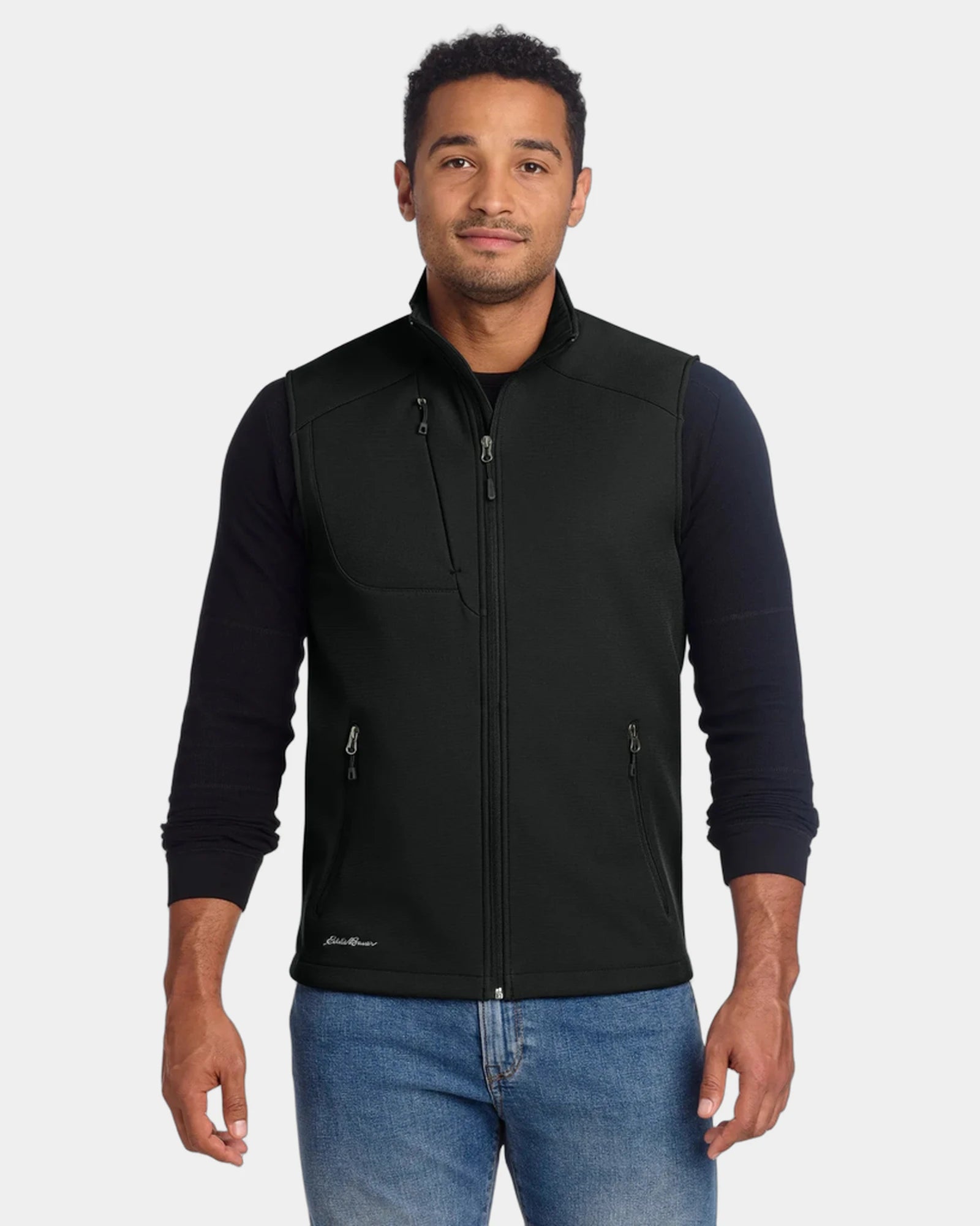 Custom waterproof soft shell vest with fleece lining - Deep Black