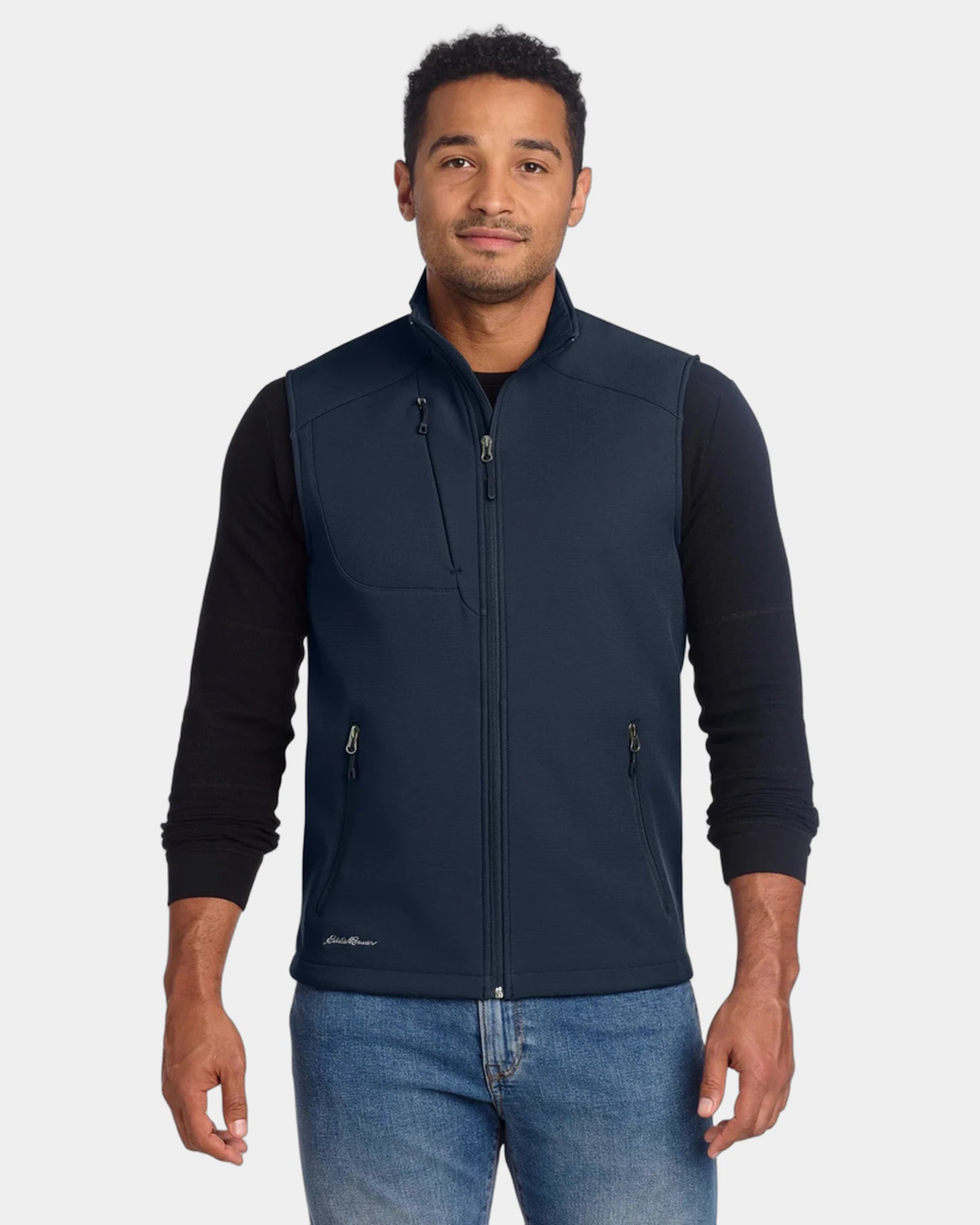 Custom waterproof soft shell vest with fleece lining - River Blue Navy