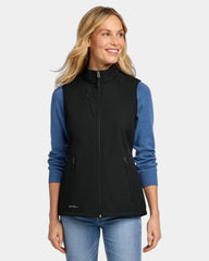 Custom women's stretch soft shell vest with fleece lining - Deep Black