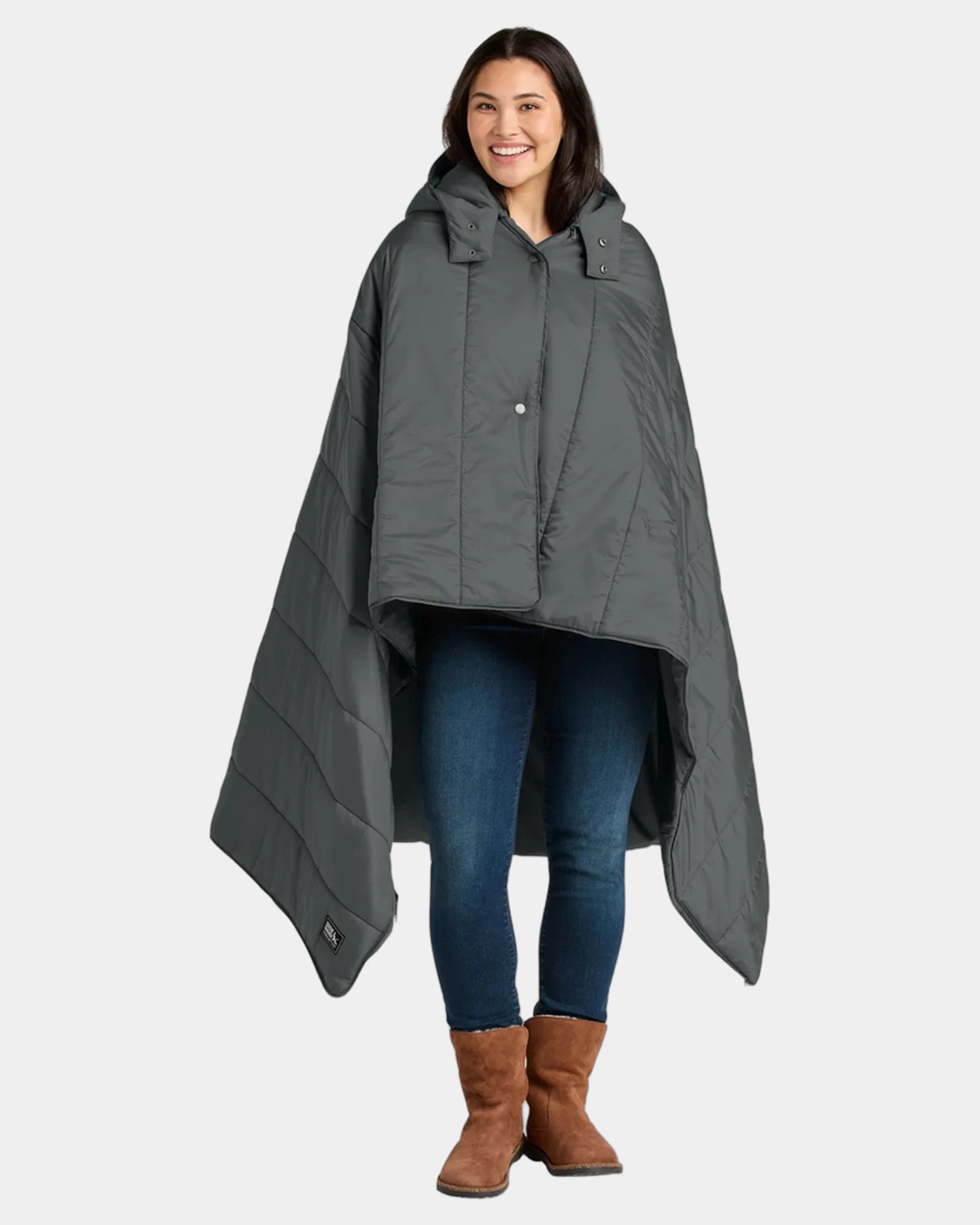 Custom packable puffy poncho blanket 50" x 70" - Metal Grey