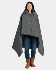 Custom packable puffy poncho blanket 50" x 70" - Metal Grey