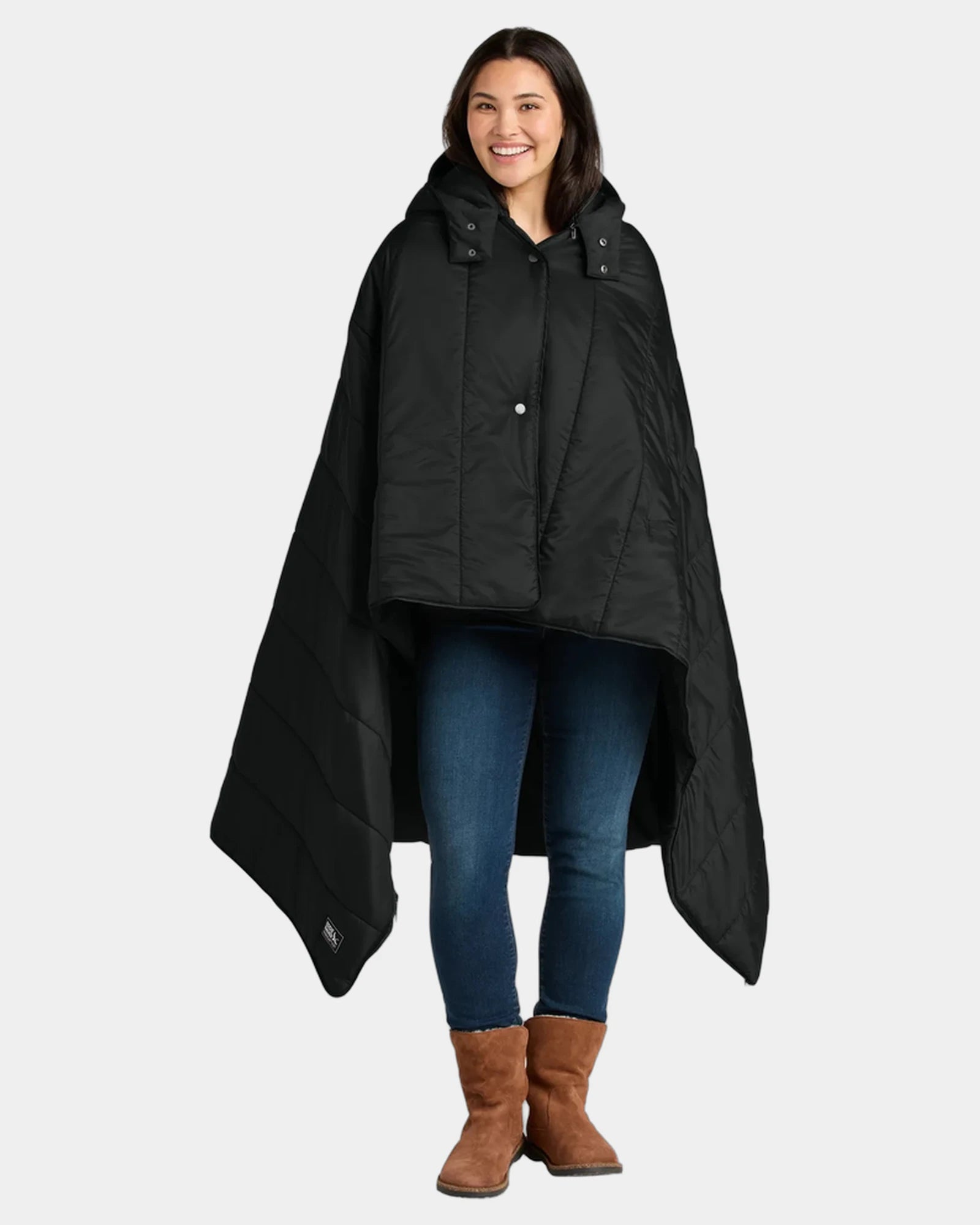 Custom packable puffy poncho blanket 50" x 70" - Black