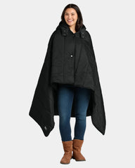 Custom packable puffy poncho blanket 50" x 70" - Black