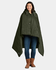 Custom packable puffy poncho blanket 50" x 70" - Olive Green