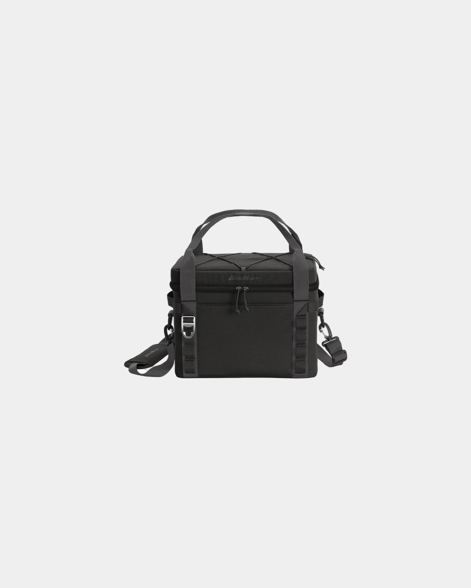 Custom 24-can soft-sided cooler with padded strap - Black/ Grey Steel