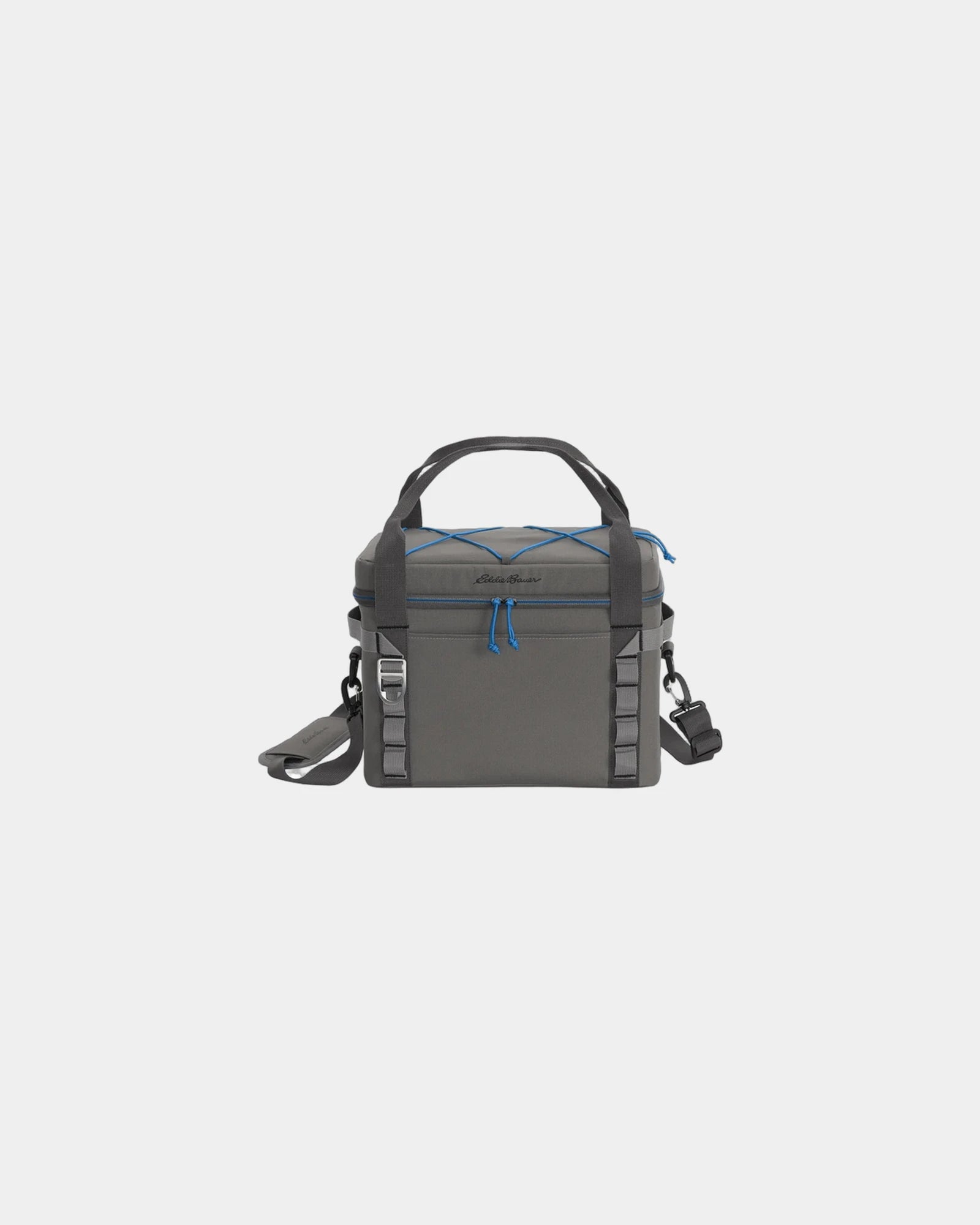 Custom 24-can soft-sided cooler with padded strap - Metal Grey/ Expedition Blue