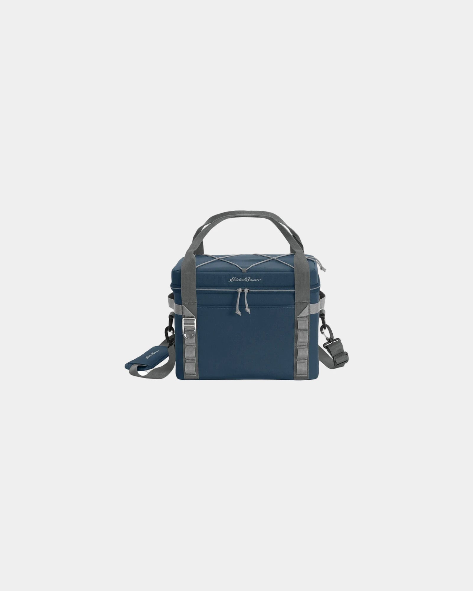 Custom 24-can soft-sided cooler with padded strap - River Blue Navy/ Chrome