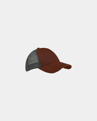 Custom organic hemp cotton six-panel trucker cap - Sienna/ Black