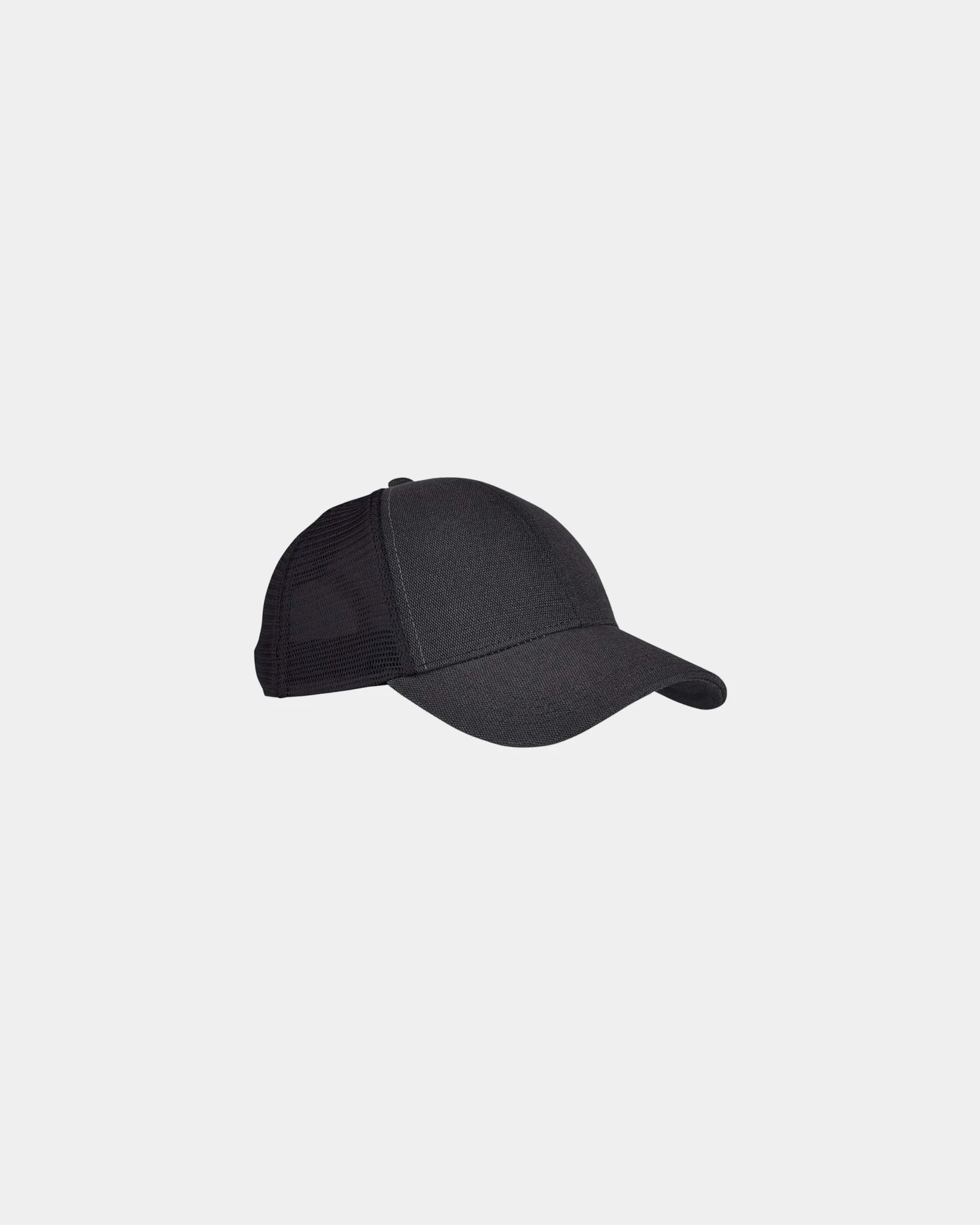 Custom organic hemp cotton six-panel trucker cap - Black/ Black