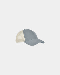 Custom organic hemp cotton six-panel trucker cap - Charcoal/ Oyster