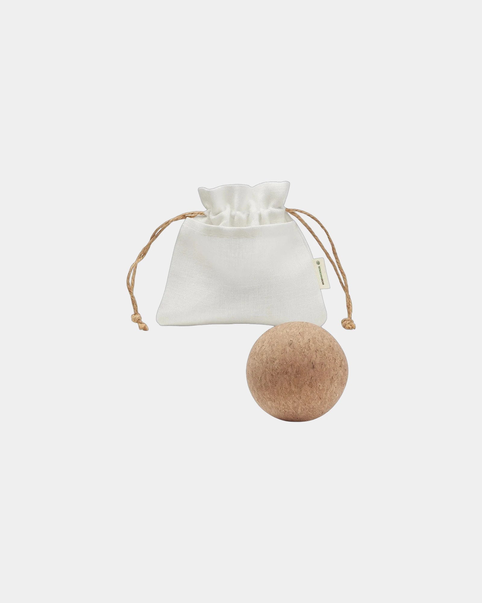 Custom cork massage ball with linen pouch, 2.33" dia - 1