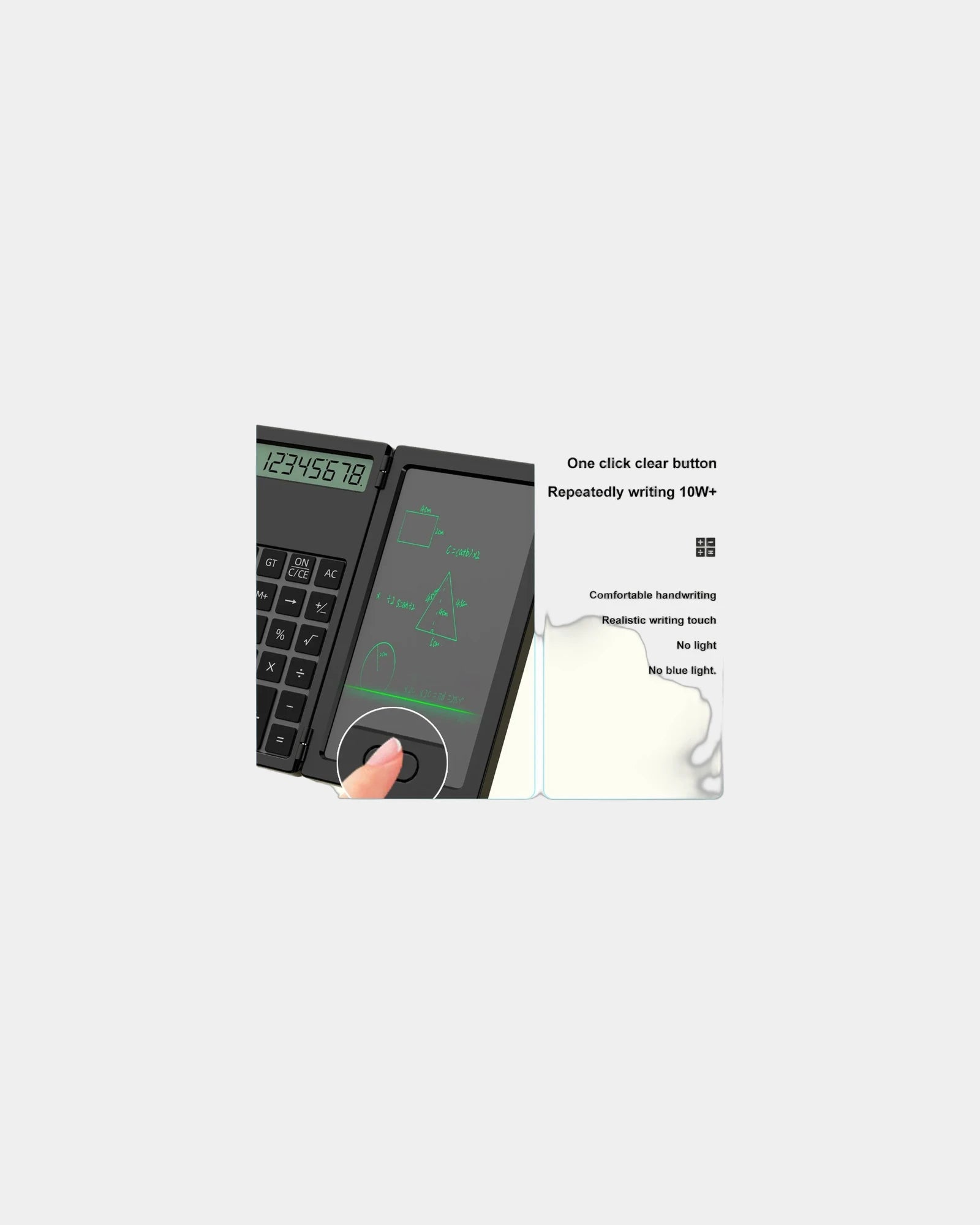 Custom calculator with erasable LCD notepad - Black