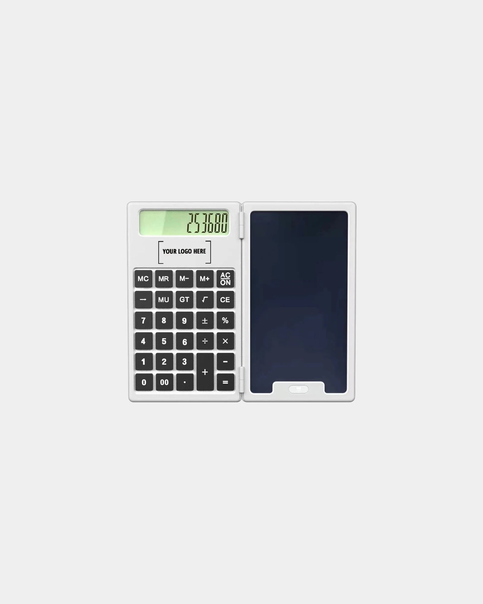 Custom calculator with erasable LCD notepad - White