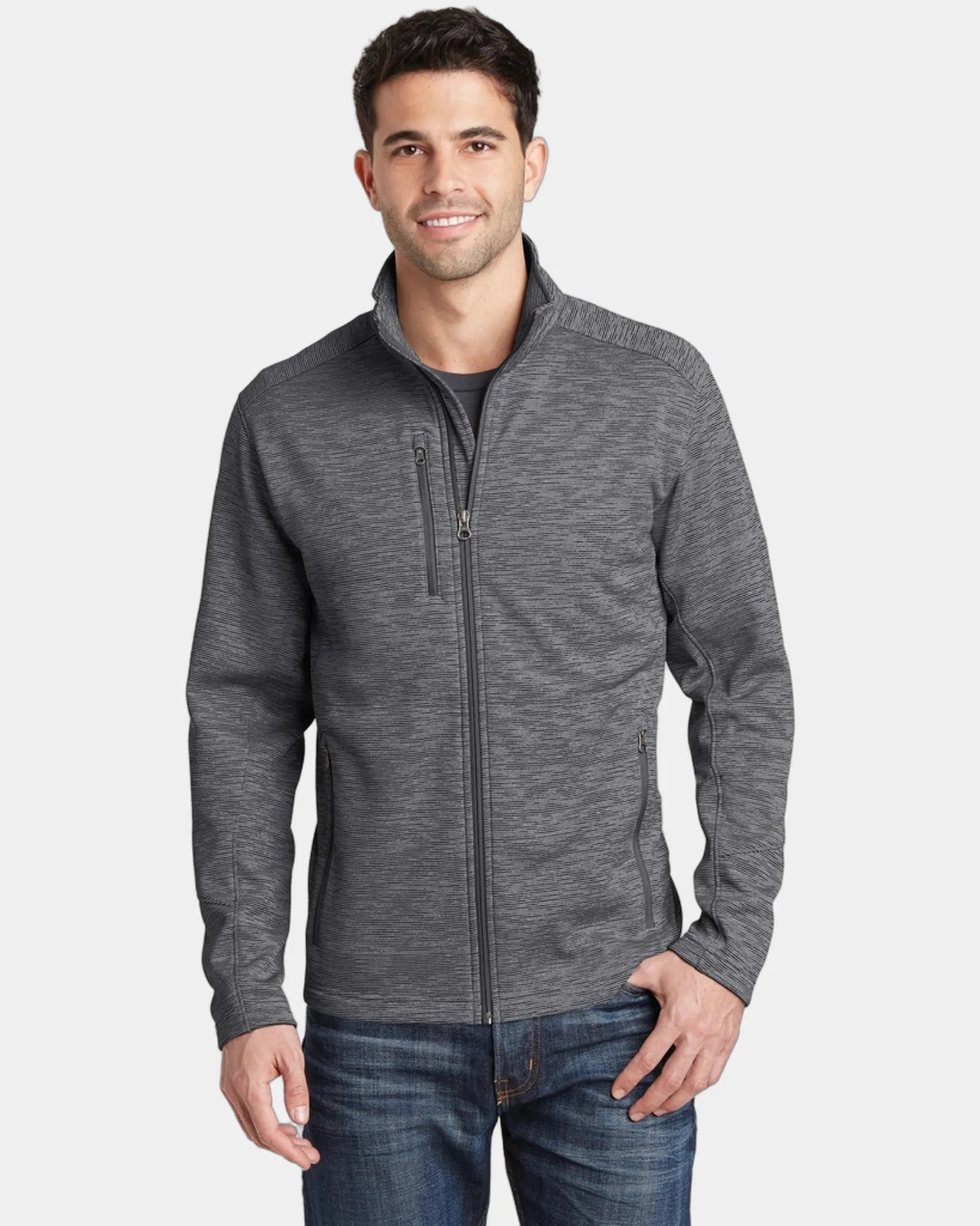 Custom polyester fleece Port Authority Digi Stripe Jacket - Black