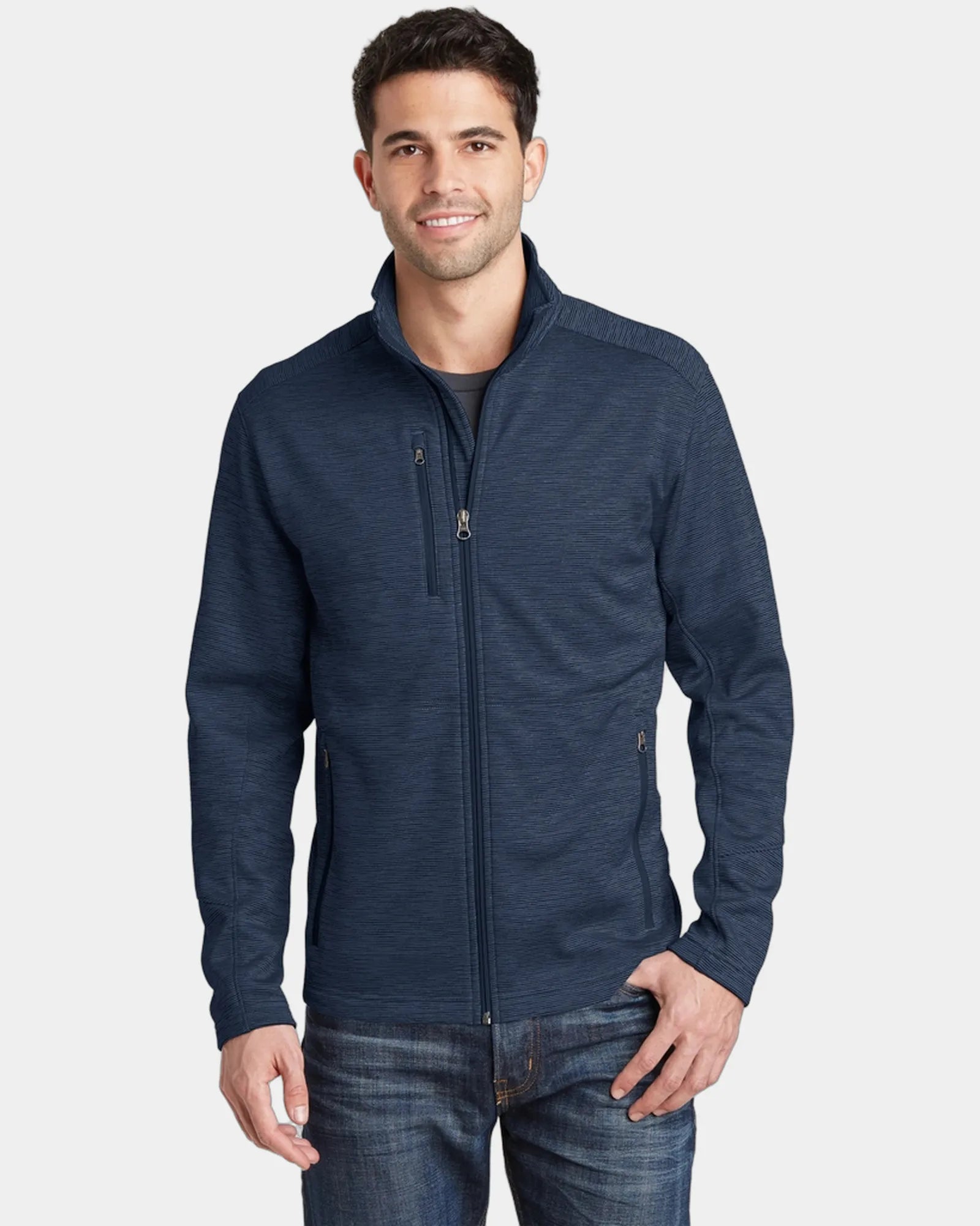 Custom polyester fleece Port Authority Digi Stripe Jacket - Navy