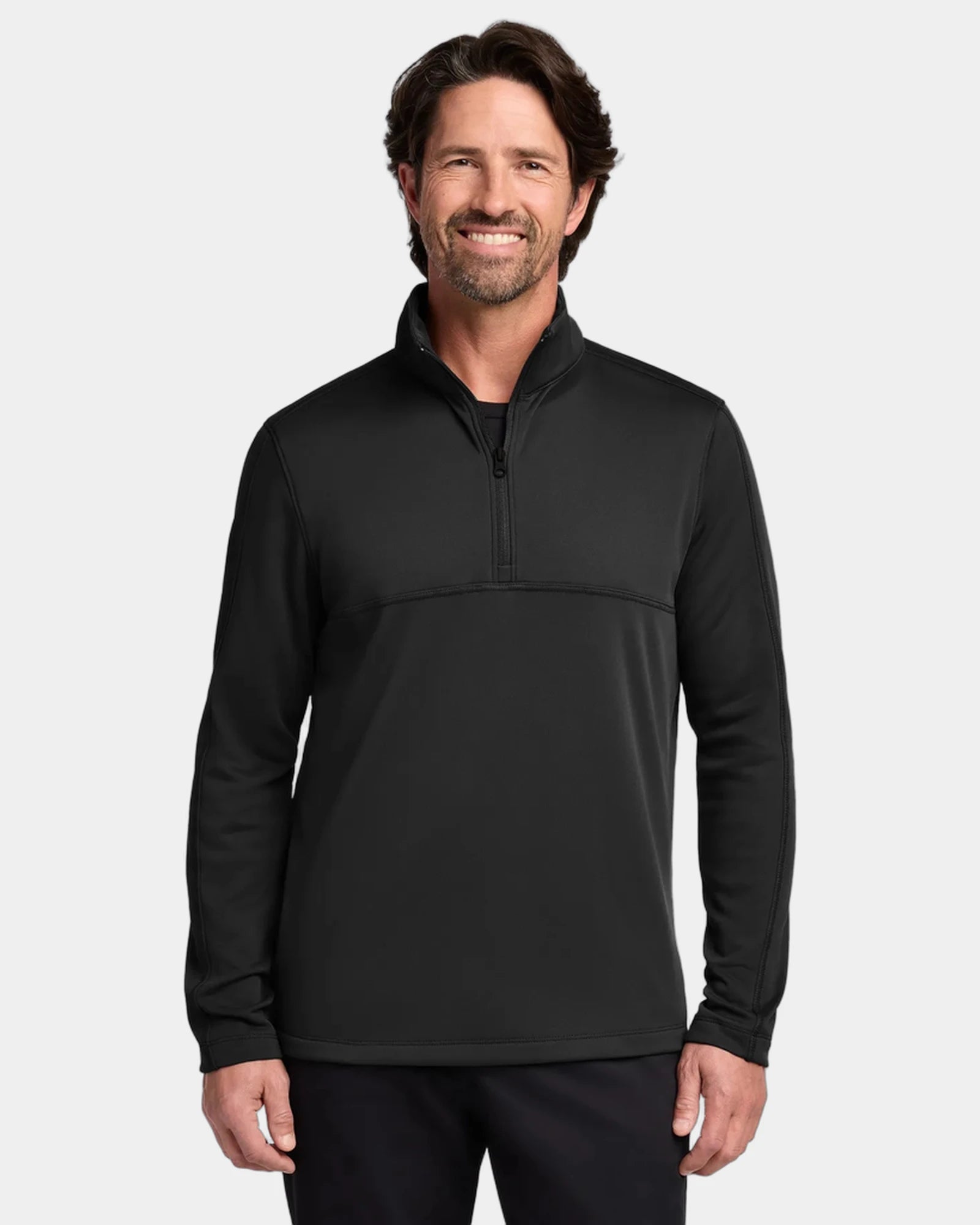 Custom fleece Port Authority Smooth Fleece 1/4-Zip pullover - Deep Black
