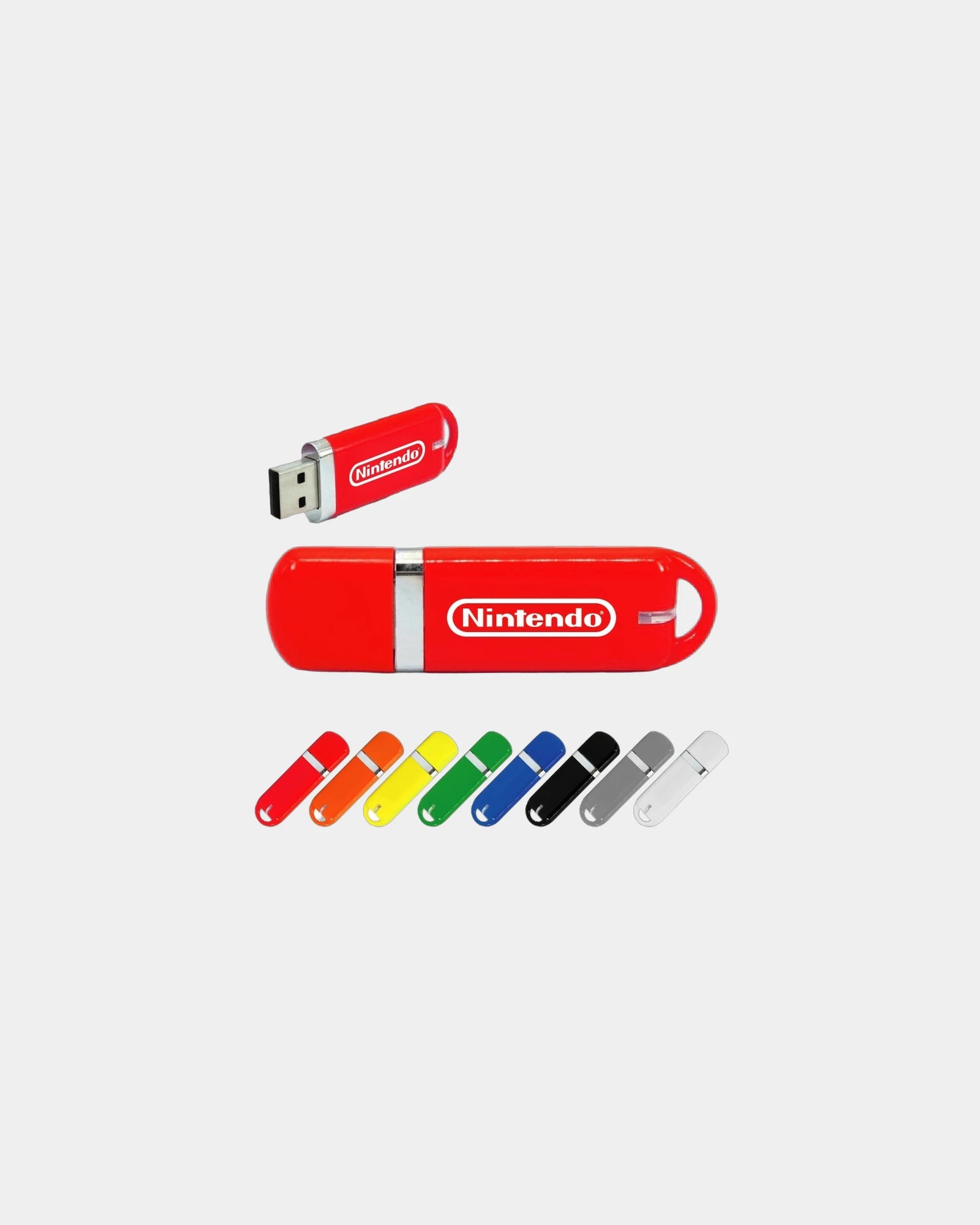 Custom plastic USB flash drive with D-ring cap - Red