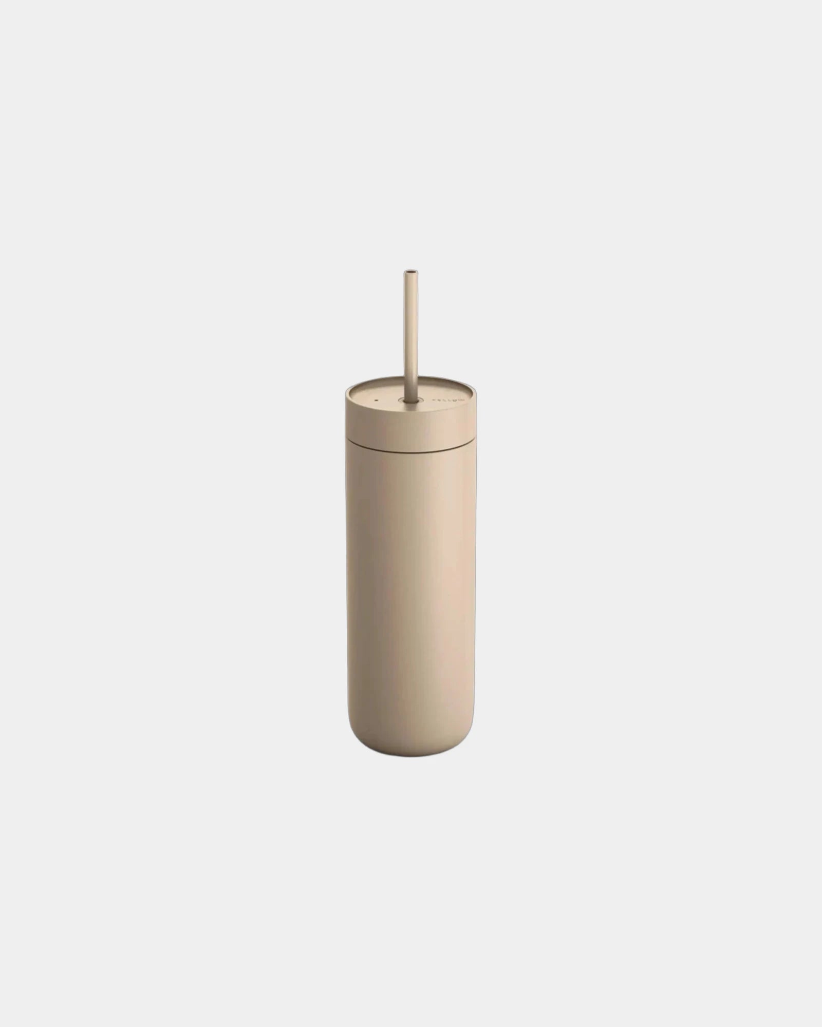 Custom ceramic-lined 20 oz insulated tumbler with straw - Sand Dune