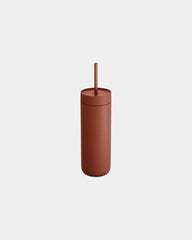 Custom ceramic-lined 20 oz insulated tumbler with straw - Sienna