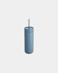 Custom ceramic-lined 20 oz insulated tumbler with straw - Hazy Blue