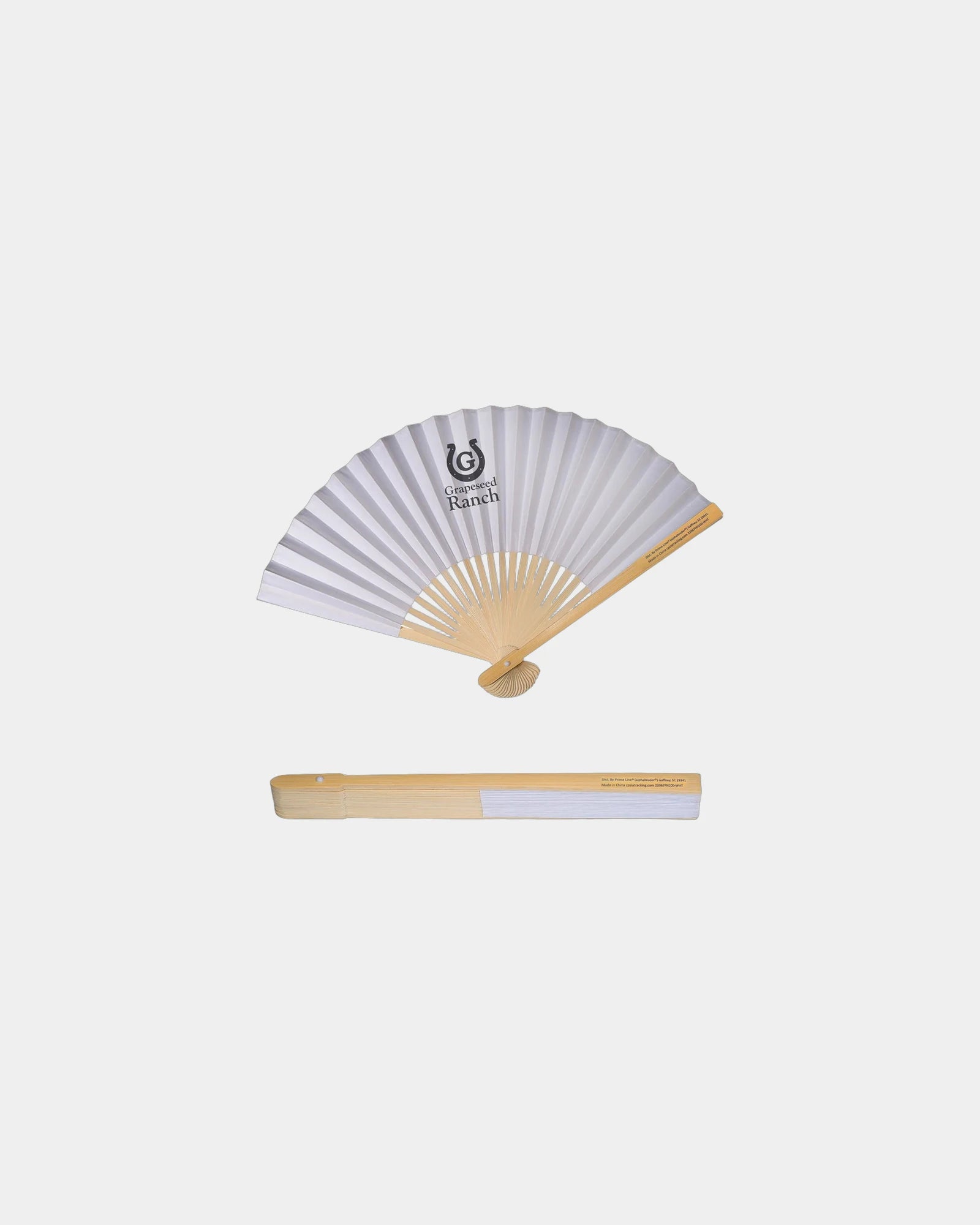 Custom bamboo folding handheld fan with paper design - White