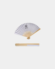 Custom bamboo folding handheld fan with paper design - White