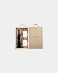 Custom laser-engraved wood wine gift box set - Brown