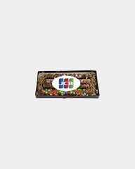 Custom chocolate pretzel gift box with full-color label - White