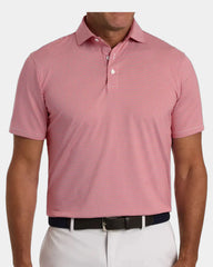 Custom UPF 50+ men's performance polo shirt - Liberty Red & White