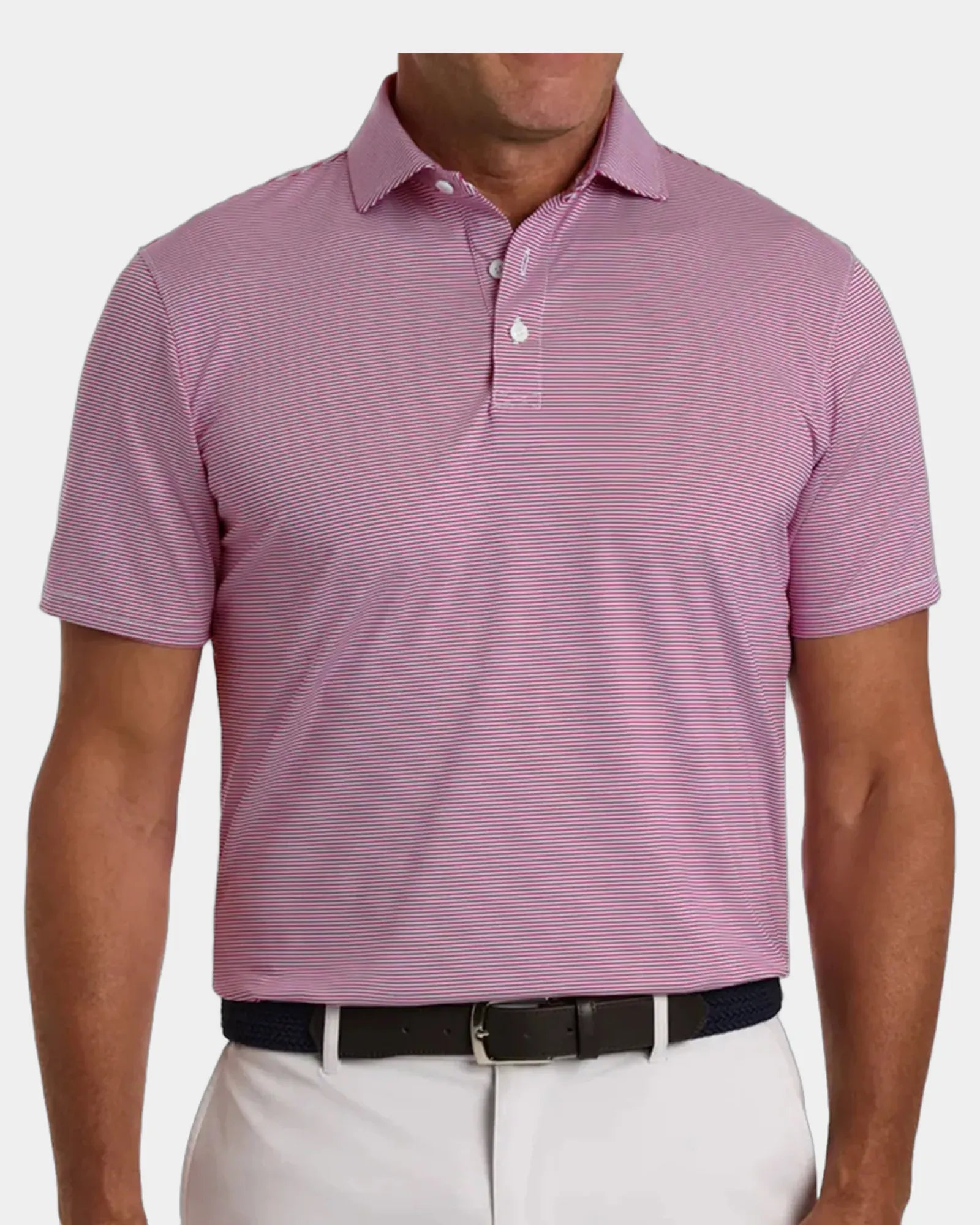 Custom UPF 50+ men's performance polo shirt - Cabernet & White