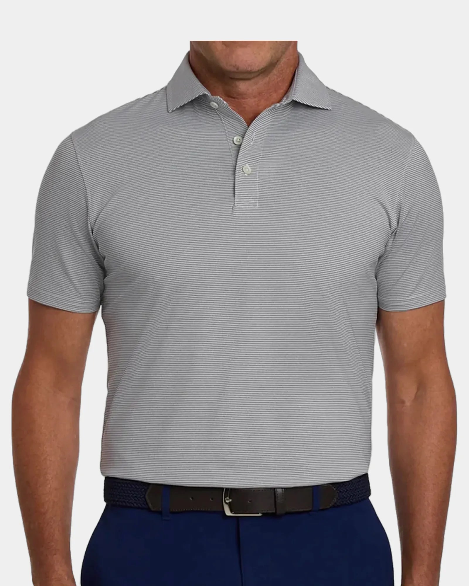 Custom UPF 50+ men's performance polo shirt - Gray & White