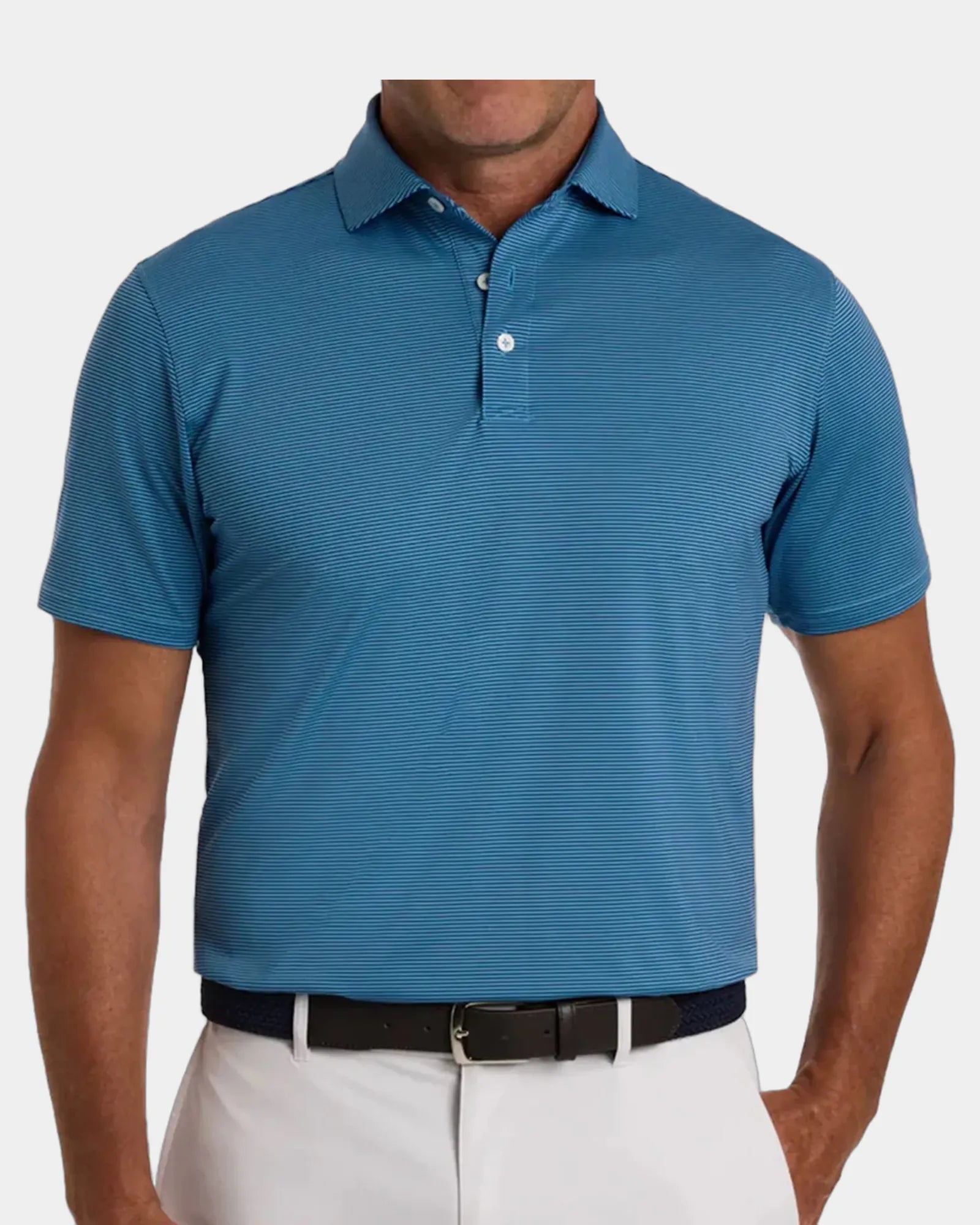 Custom UPF 50+ men's performance polo shirt - Maidstone Blue & Harbor