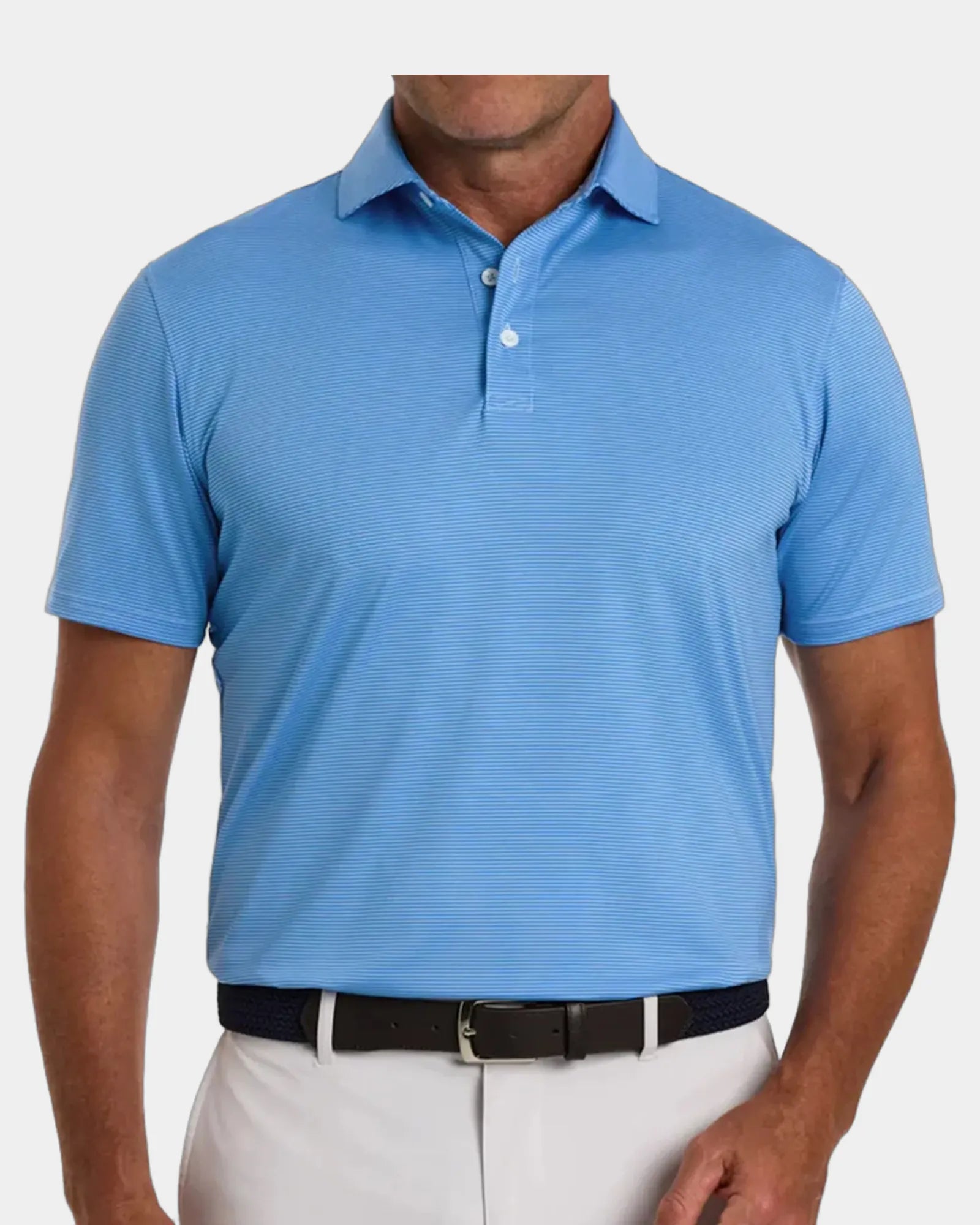Custom UPF 50+ men's performance polo shirt - Horizon Blue & Vista Blue