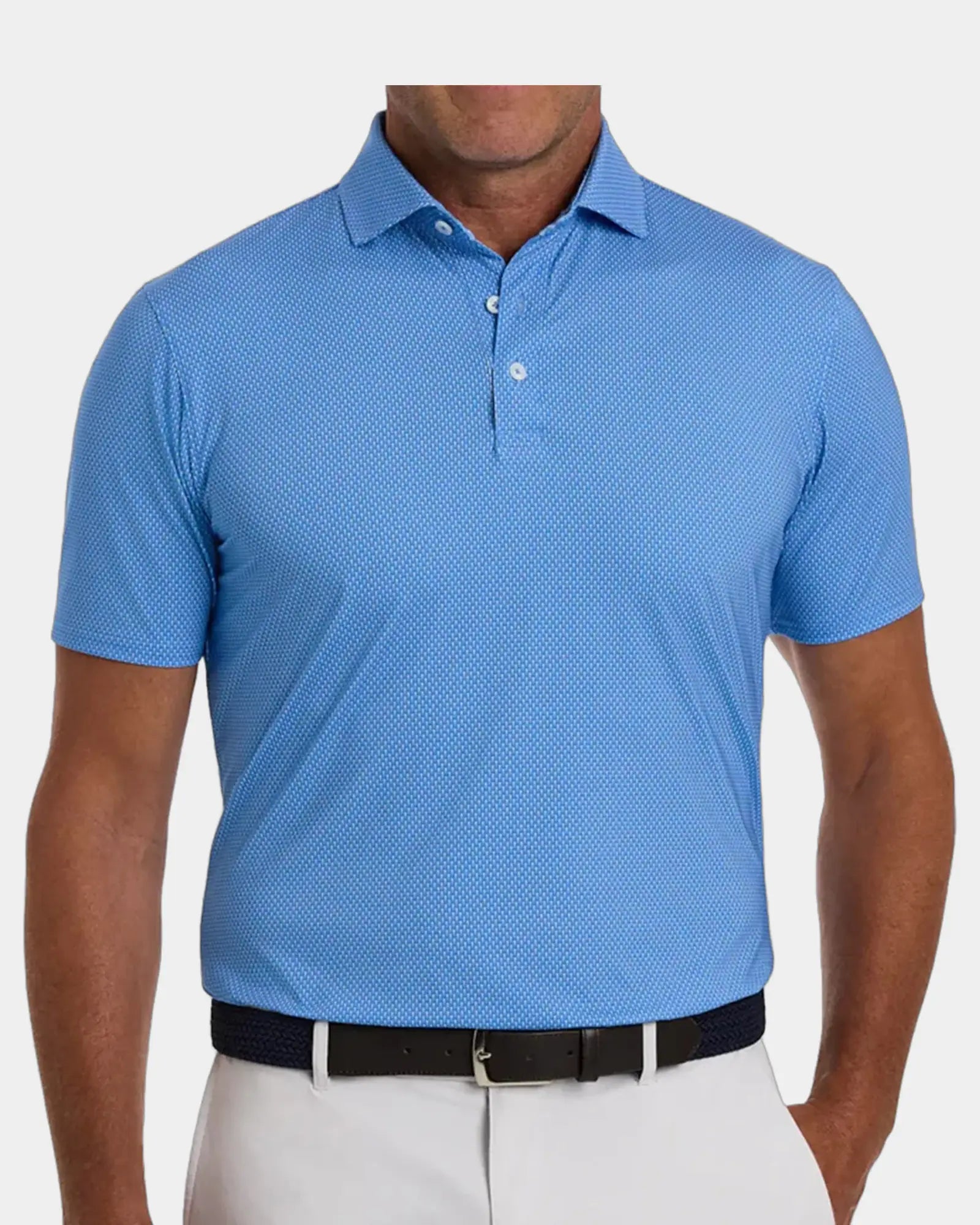 Custom UPF 50+ performance polo shirt for men - Horizon Blue