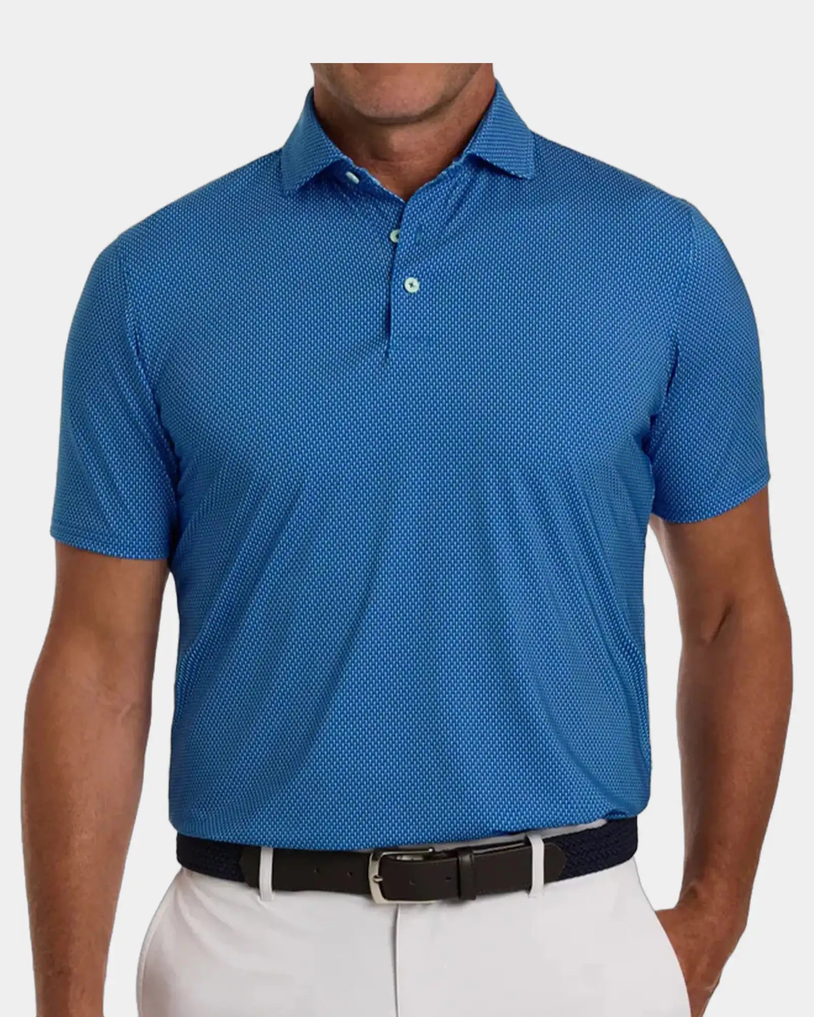 Custom UPF 50+ performance polo shirt for men - Maidstone Blue