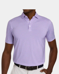 Custom UPF 50+ performance polo shirt for men - Cabernet & Horizon Blue