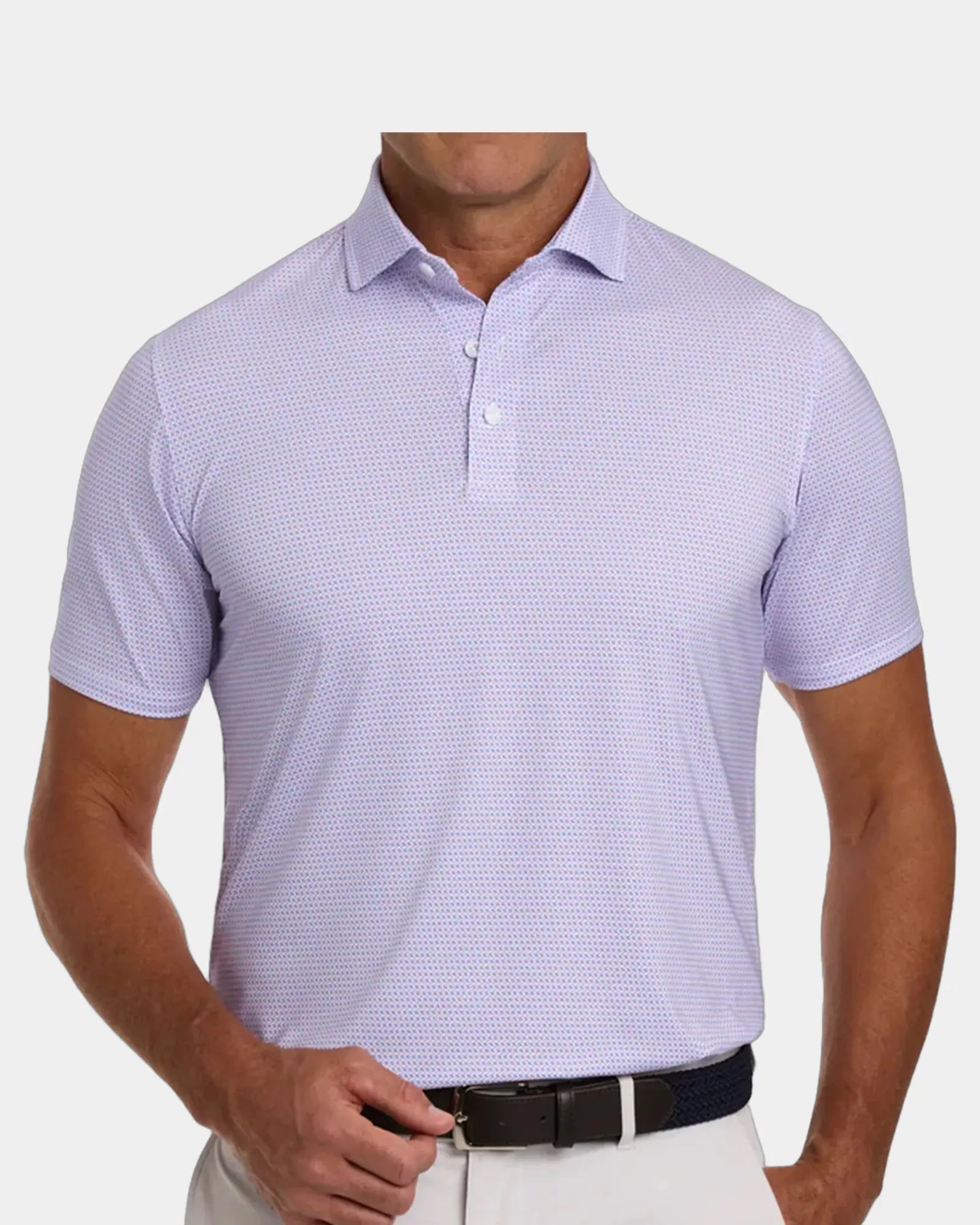 Custom UPF 50+ performance polo shirt for men - Belmont & Horizon Blue
