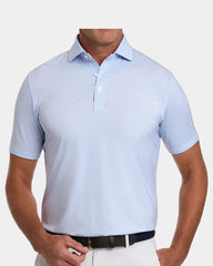 Custom UPF 50+ performance polo shirt for men - Vista Blue & Tudor