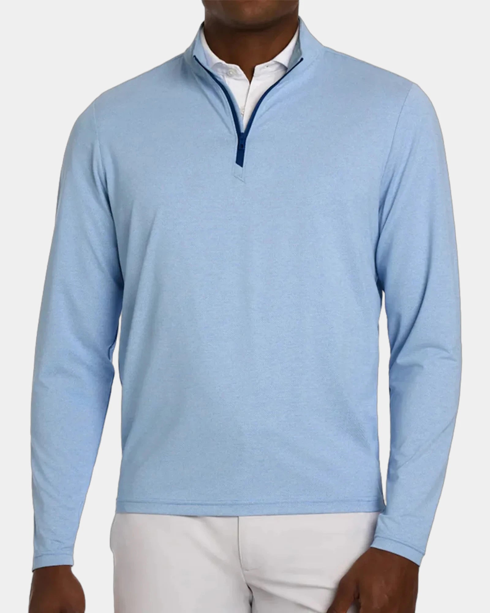 Custom UPF 50+ quarter-zip pullover for men's teams - Vista Blue