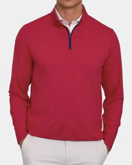 Custom UPF 50+ quarter-zip pullover for men's teams - Liberty Red
