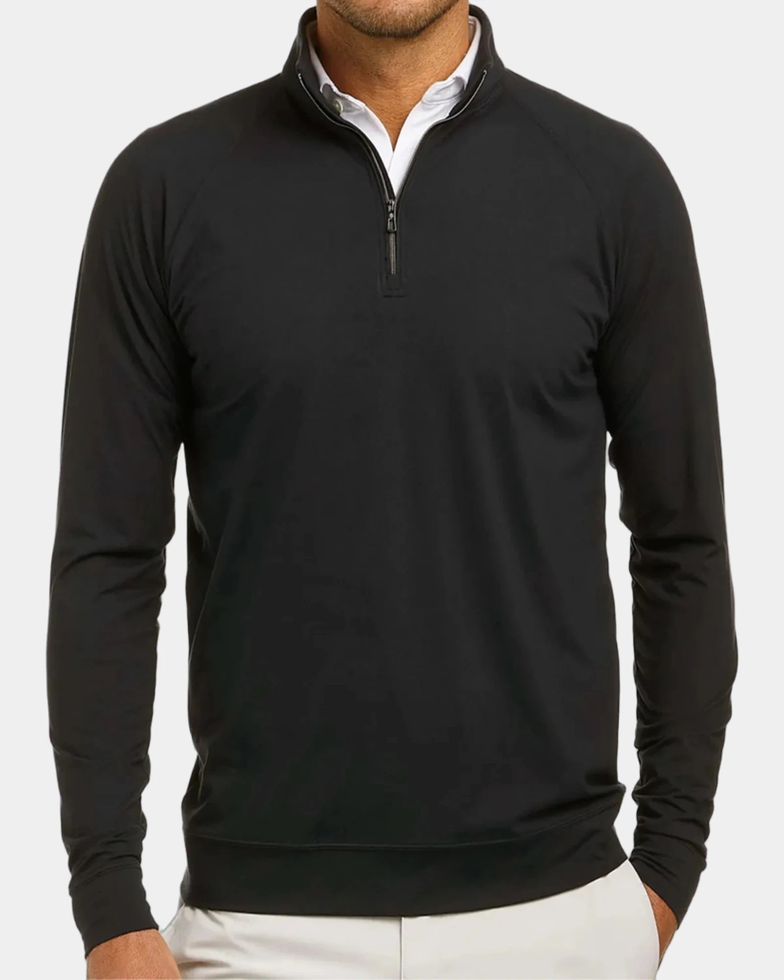 Custom UPF 50+ quarter-zip pullover with moisture-wicking - Black