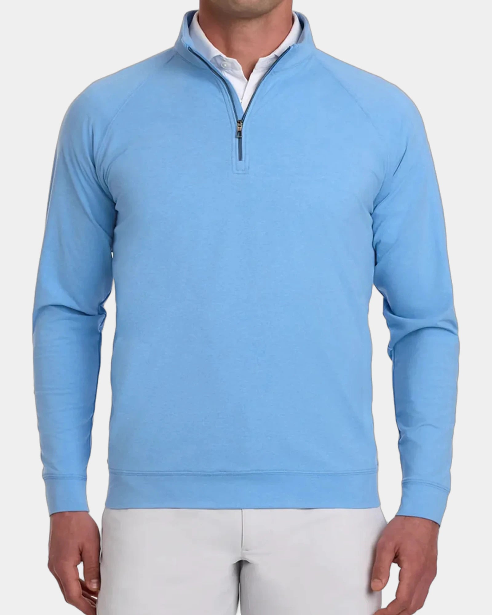 Custom UPF 50+ quarter-zip pullover with moisture-wicking - Vista Blue