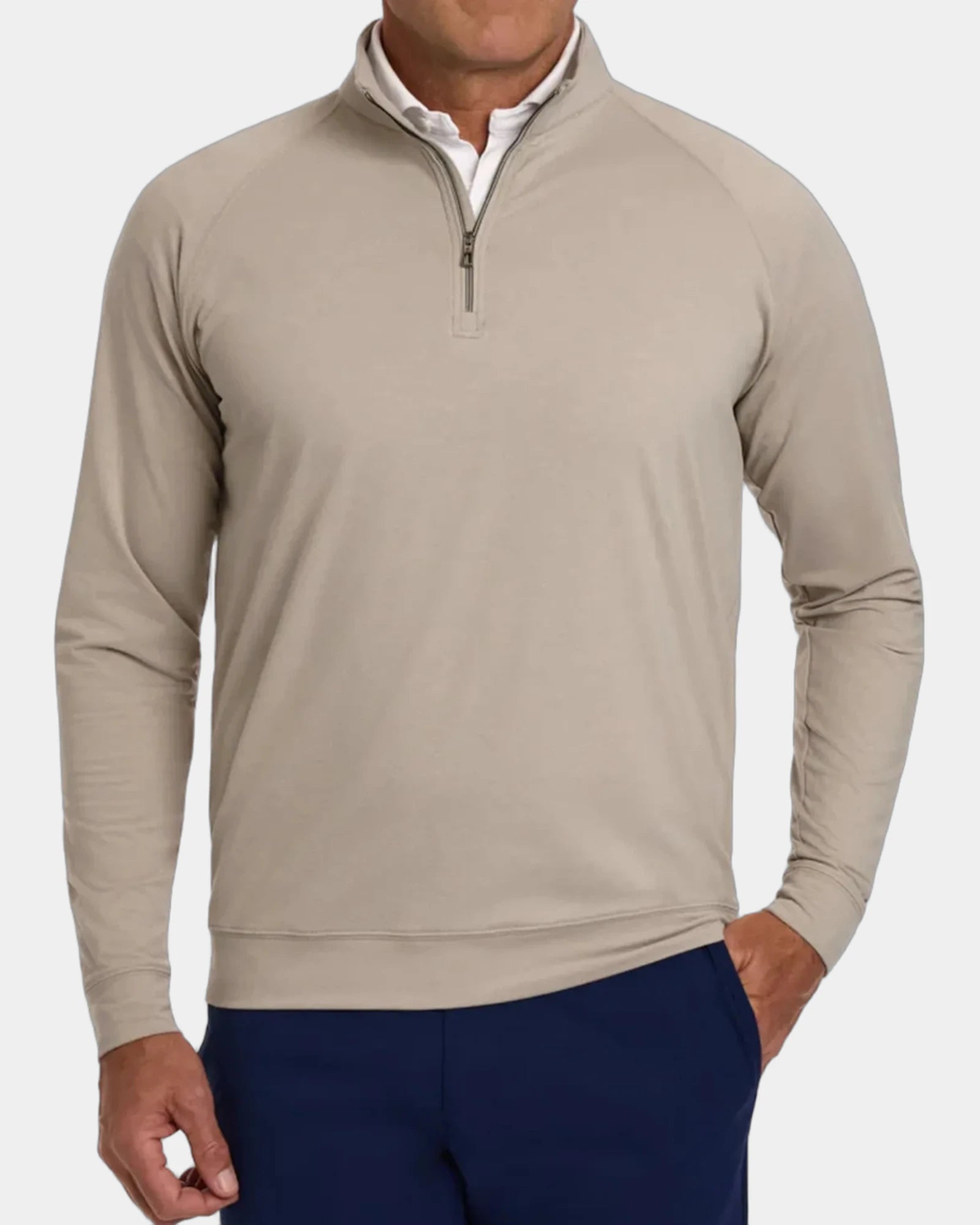 Custom UPF 50+ quarter-zip pullover with moisture-wicking - Dune