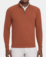 Custom UPF 50+ quarter-zip pullover with moisture-wicking - Russet