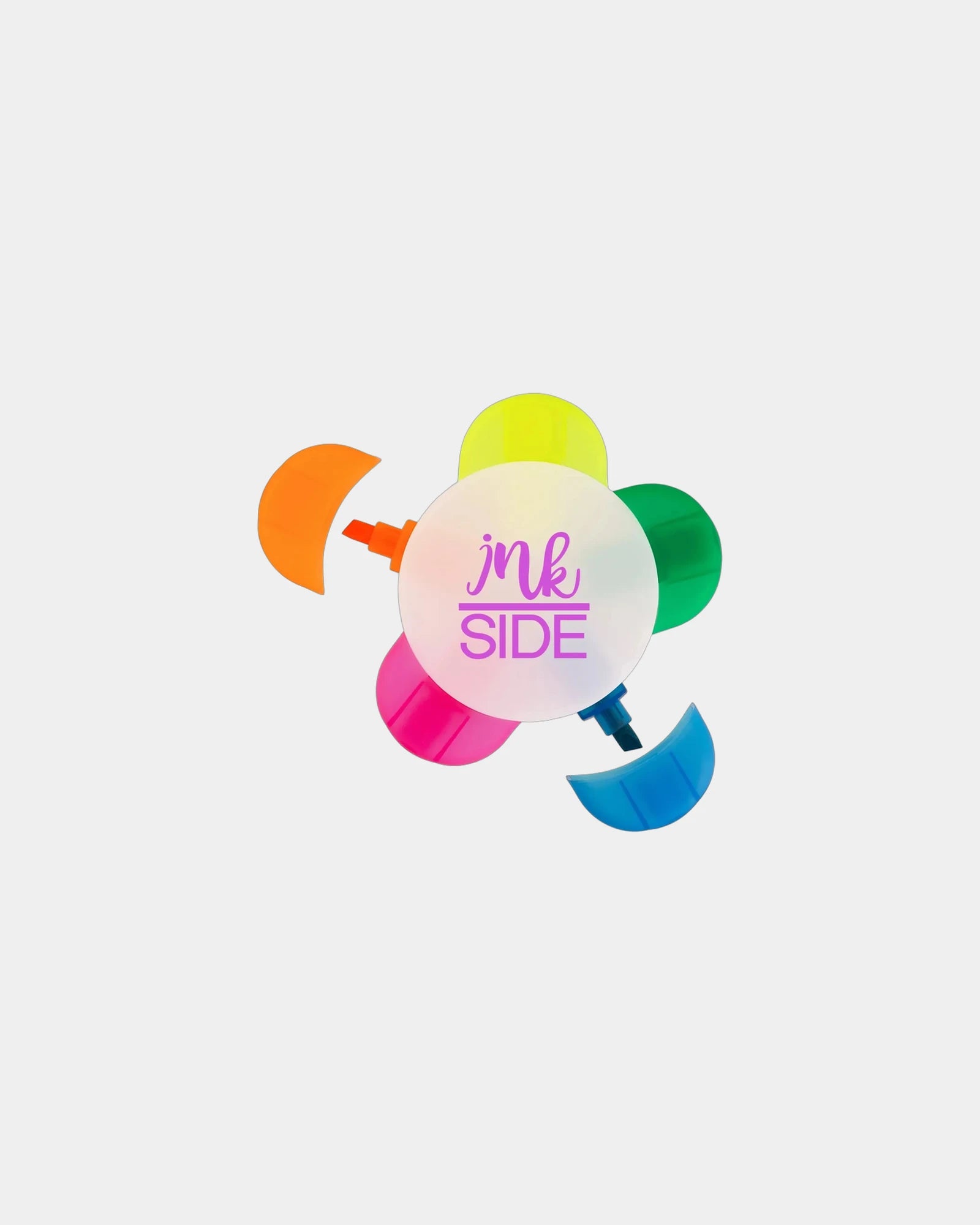 Custom flower-shaped 5-in-1 neon highlighter set - Clear-Frosted
