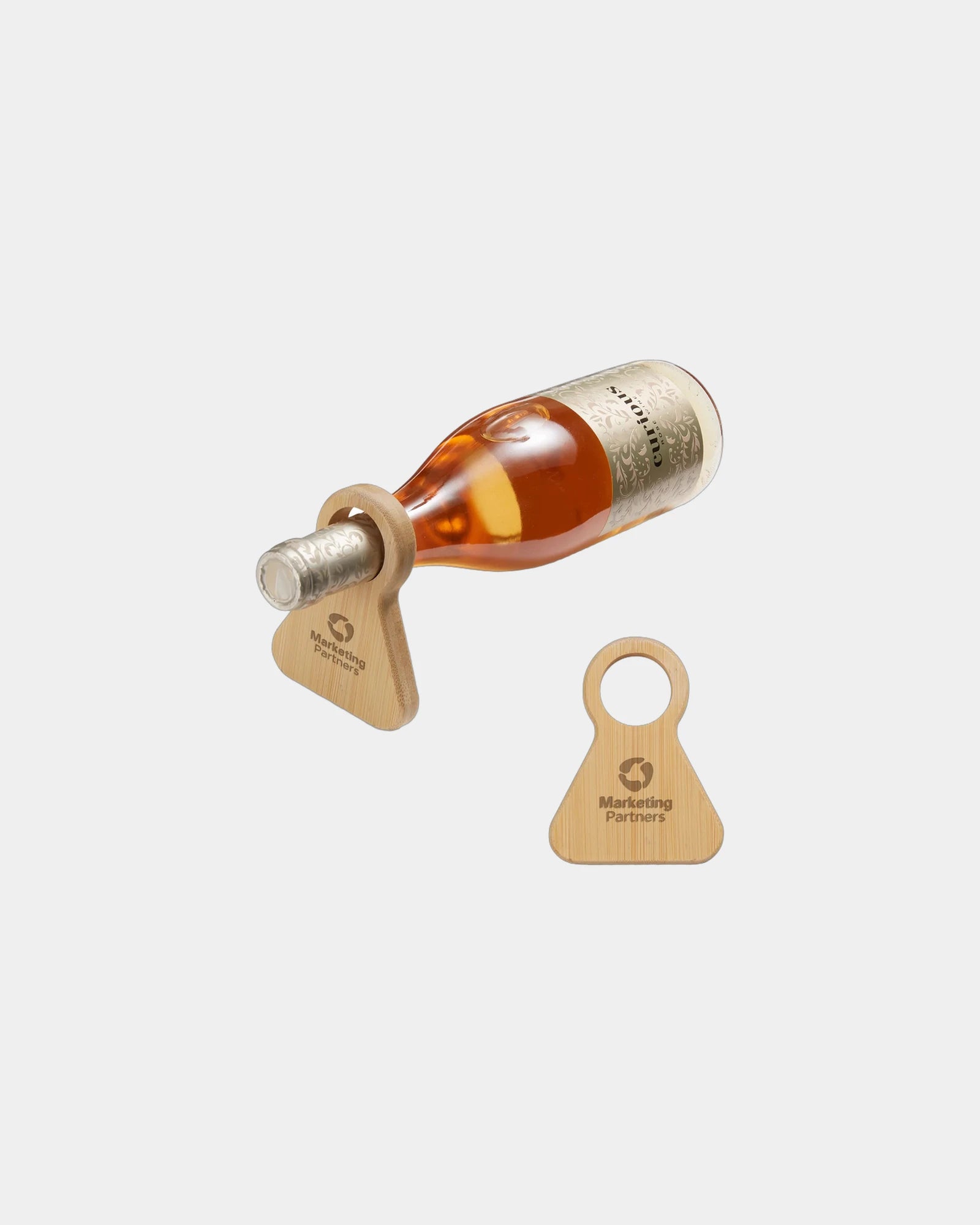 Custom bamboo wine bottle holder with opener - Bamboo
