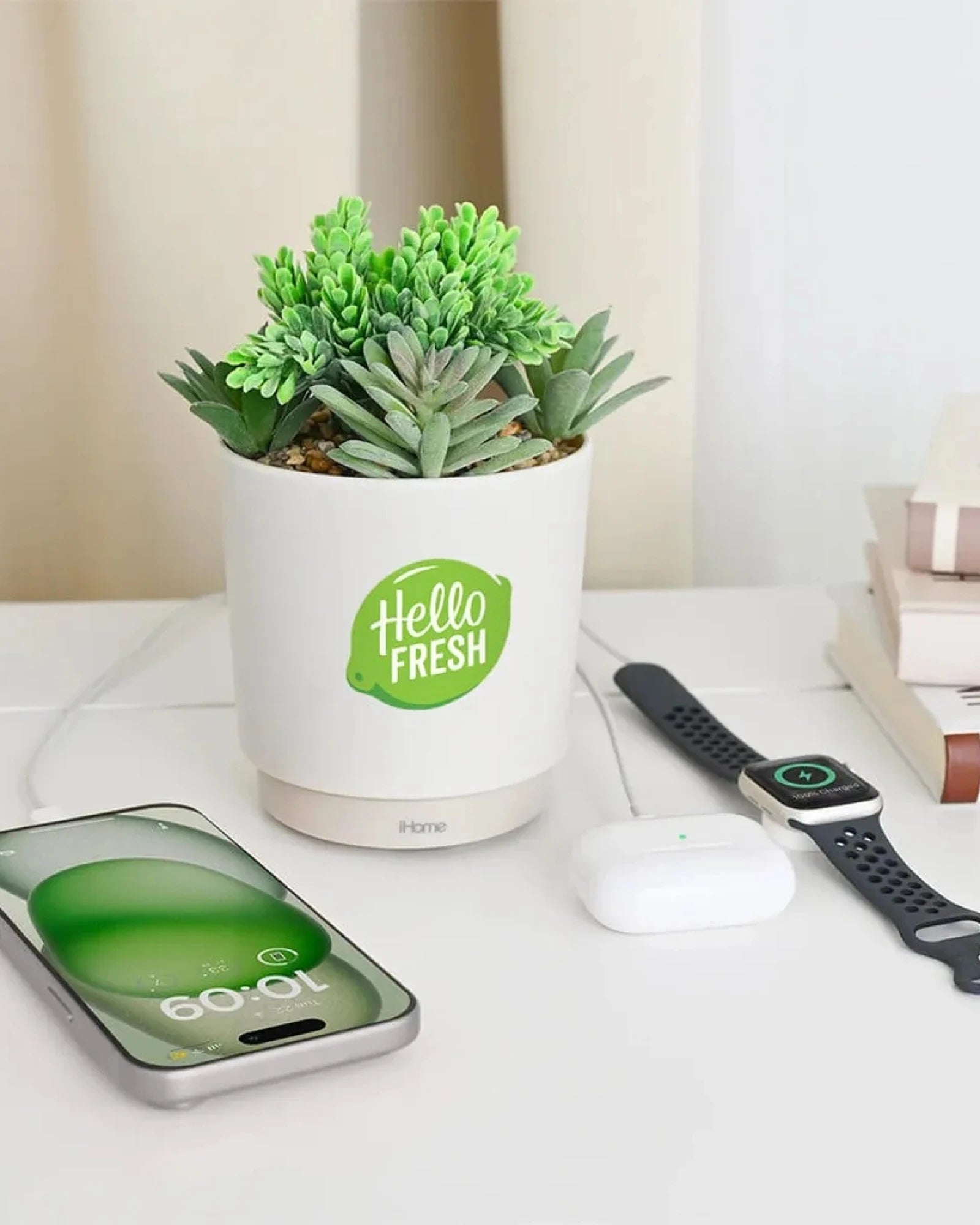 Custom USB charging station with faux succulent design - 6