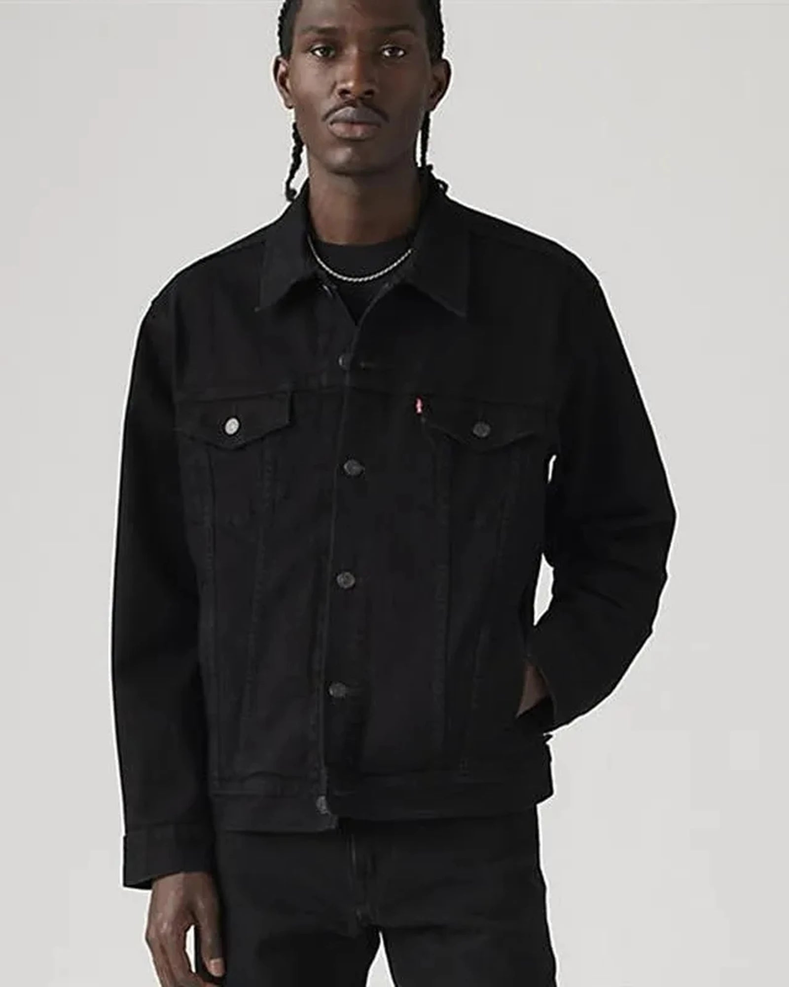 Custom cotton men's trucker jacket with Red Tab - Last Nite 0223